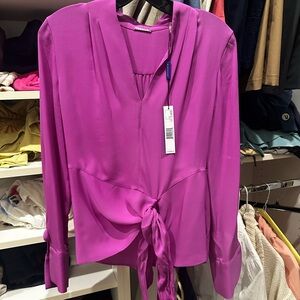 Elie Tahari Fuchsia Tie-Front Blouse